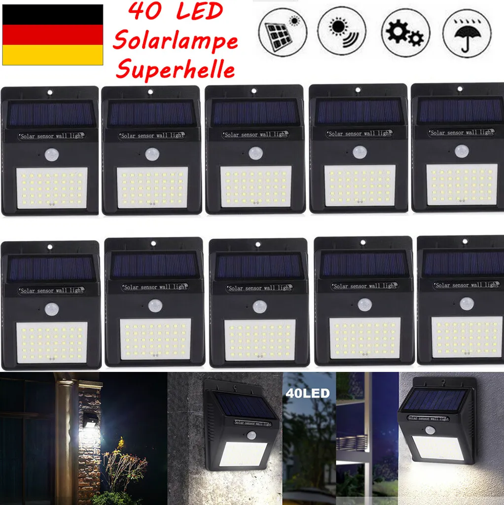 Lampe solaire super lumineuse 40 LED étanche IP65 pour jardin et cour