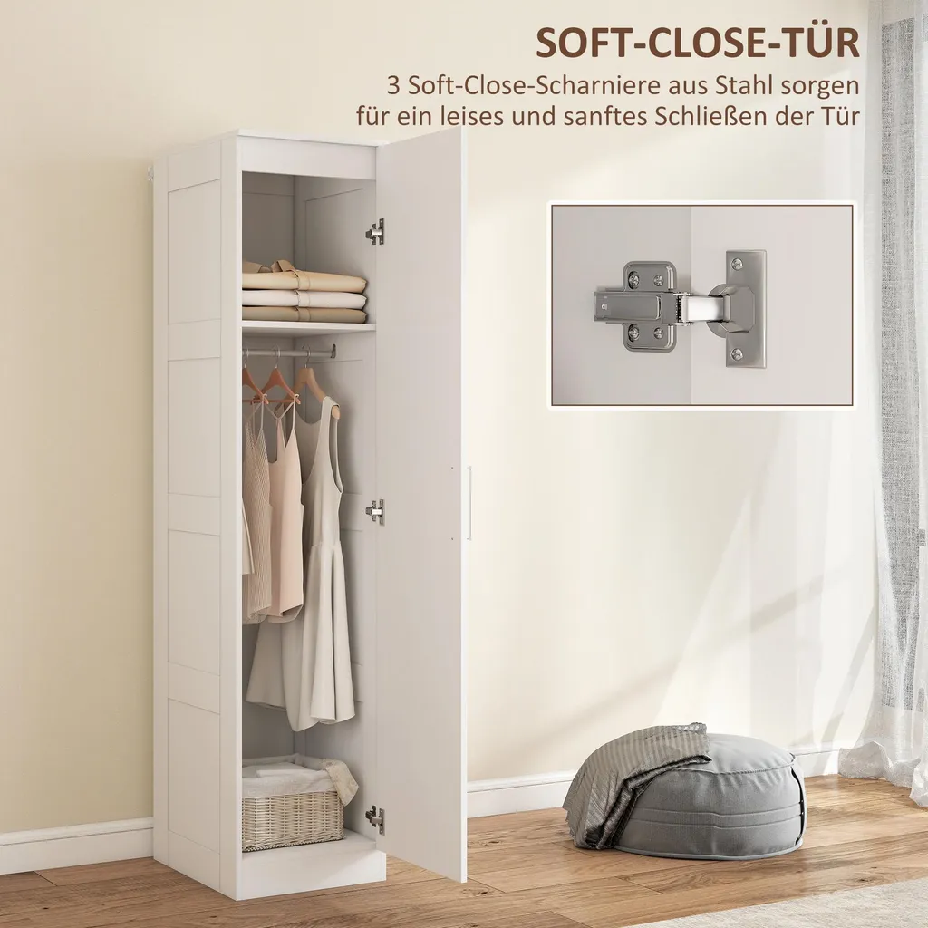 HOMCOM Armoire de Rangement Multifonctionnelle avec Tringle et Étagères