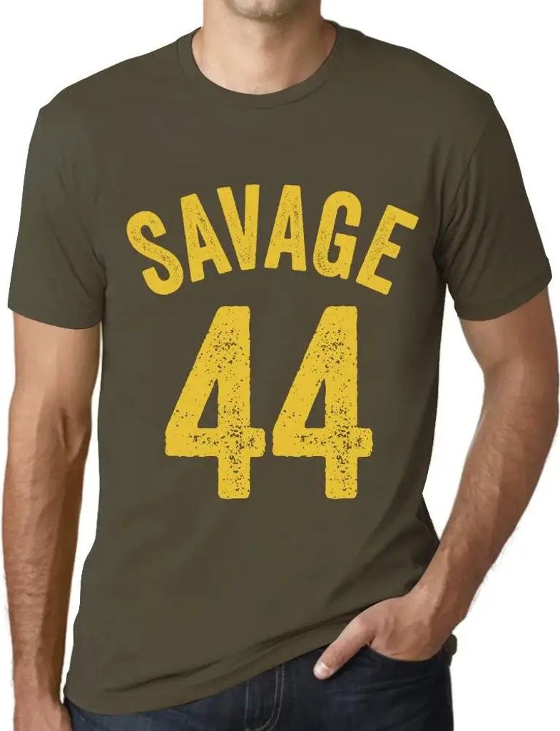 Herren Grafik T-Shirt Savage 44 Geschenk 44. Geburtstag Jahrestag 44 Jahre Jubiläum 44 Jährige Mann Jahrgang 1980 Kurzarm Lustige Druck