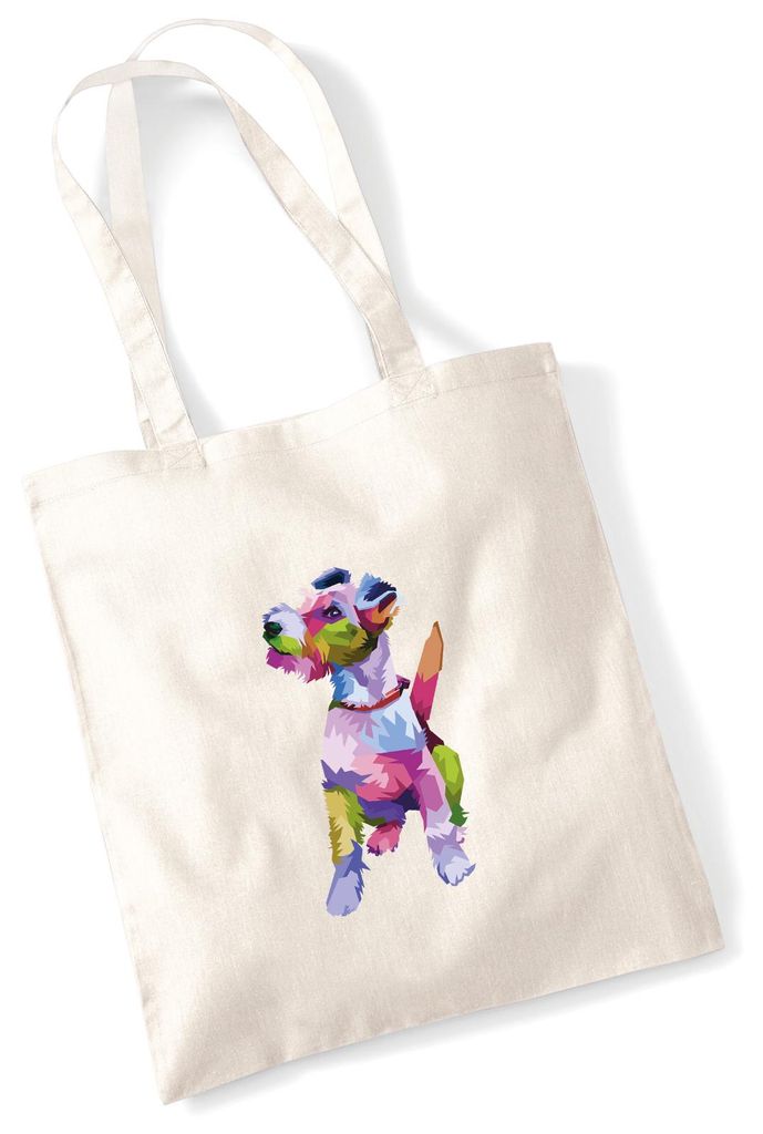 Huuraa Jutebeutel Fox Terrier Colorful 10 Liter Natural Baumwolle Tasche Geschenkidee