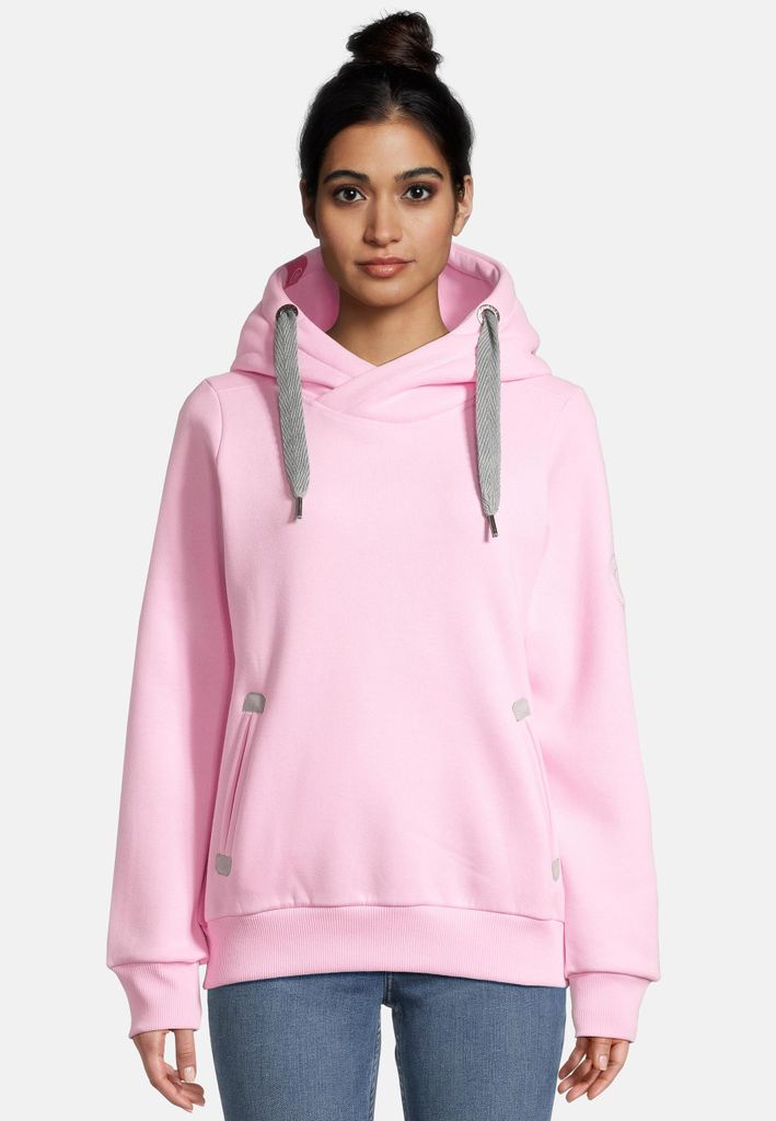 Salzhaut Damen Hoodie Pullover Sünn unifarben - Kapuzenpullover Pulli Sweater mit Kapuze in Rose Größe S