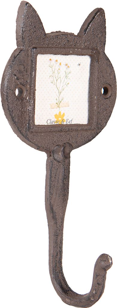 Clayre & Eef Hak ścienny Cat 9x5x18 cm Brązowy Żelazo Zdjęcie produktu 