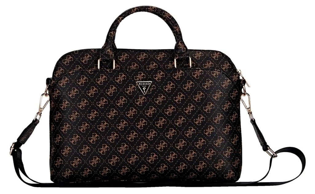 Guess Laptoptasche New 4G mit Reißverschluss und Dreieckslogo 15" (Schwarz)