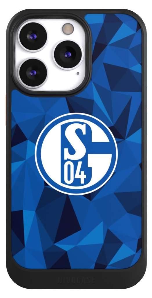 NIVOCASE Hülle für Apple iPhone 13 Pro Handyhülle NIVOcore Case Schwarz Camouflage FC Schalke 04 Muster