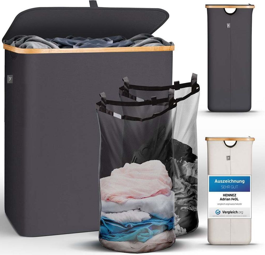 HENNEZ 15909, Kúpeľňový organizér, Šedá, Bamboo, 140 kg, Obrázok produktu 