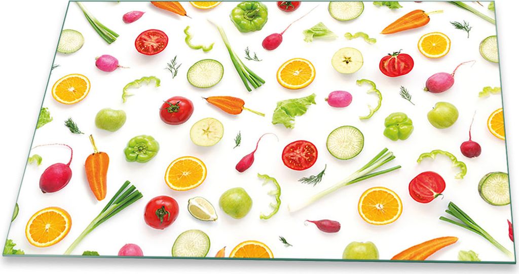 Herdabdeckplatte Glaskeramikkochfeld-Abdeckung Spritzschutz Glas Universal 80x52 Essen Bunt