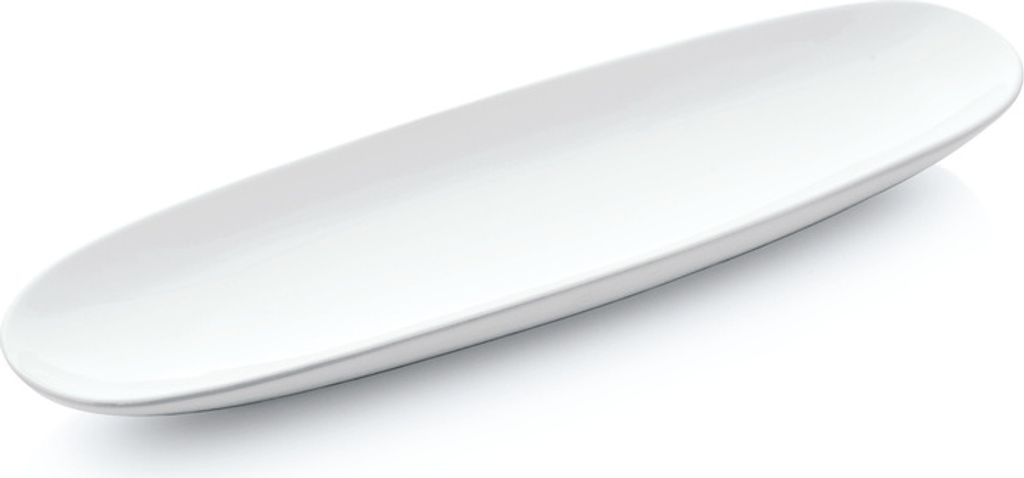 6x Platte schmal 36 x 9,5 cm weiß, Porzellan