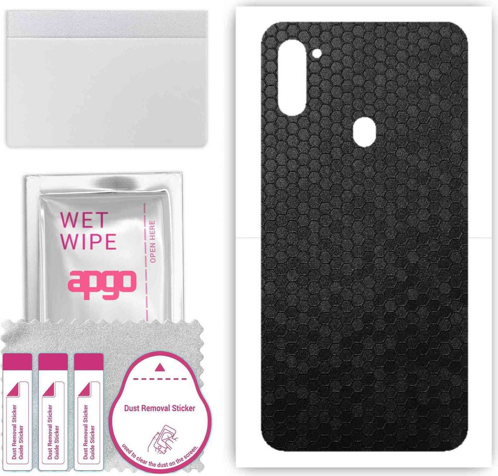 apgo Rückseite Schutzfolie, Skin, kompatibel mit Samsung Galaxy M11, Hinten Displayschutzfolie aus Vinylfolie, kratzfest, einfache Montage - Schwa...