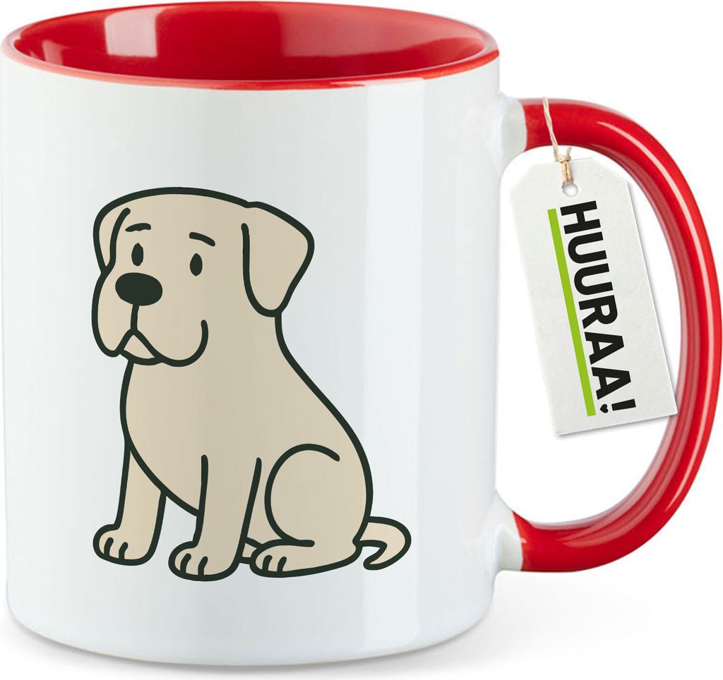 Huuraa Kaffeetasse Mastiff Comic Masti 330ml Rot Keramik Kaffeebecher Geschenkidee
