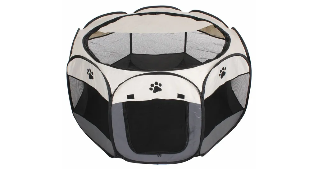Enclos Chien Octogonal Merco Pet Blanc et Gris 42940 en Acier Laqué