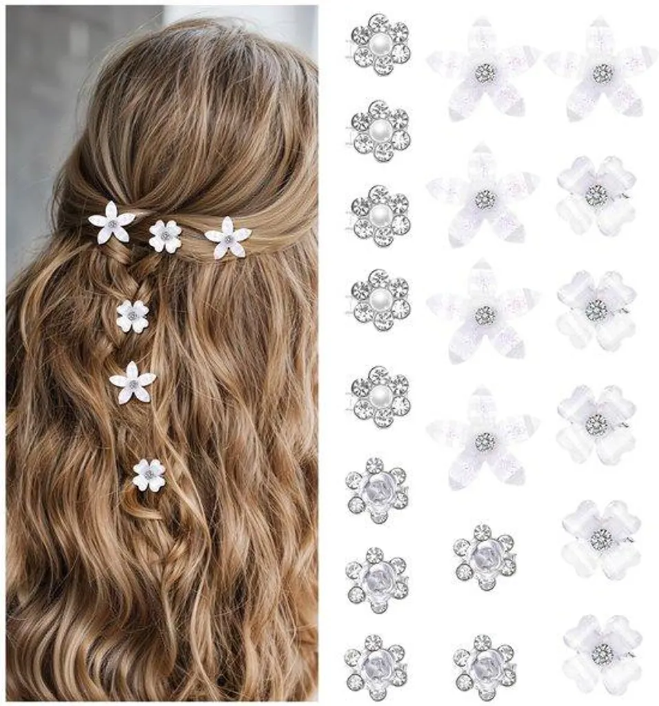 Accessoires de Coiffure Mariage : Lot de 4 Fleurs Strassées Résistantes