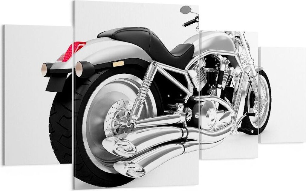 Bild auf Leinwand - Leinwandbild - Chopper Motorrad Chrom - 160x90cm - Wand Bild - Wanddeko - Leinwanddruck - Bilder - Kunstdruck - Wanddekoration ...