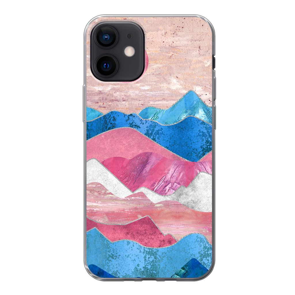 MuchoWow Handyhülle Schutzhülle Hülle für iPhone 12 Stolz - Transgender - Marmor Silikon Softcase Handy Hülle - Schutzhülle