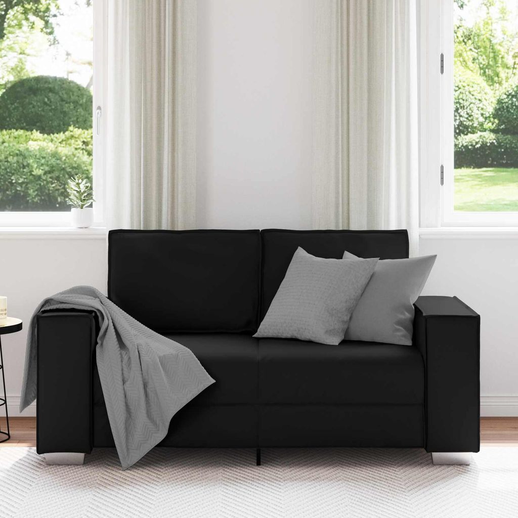 Möbel Klassische Sofas - Schwarz - CLORIS Zweisitzer-Sofa Schwarz 160 cm Kunstleder,26 Kg - 147521