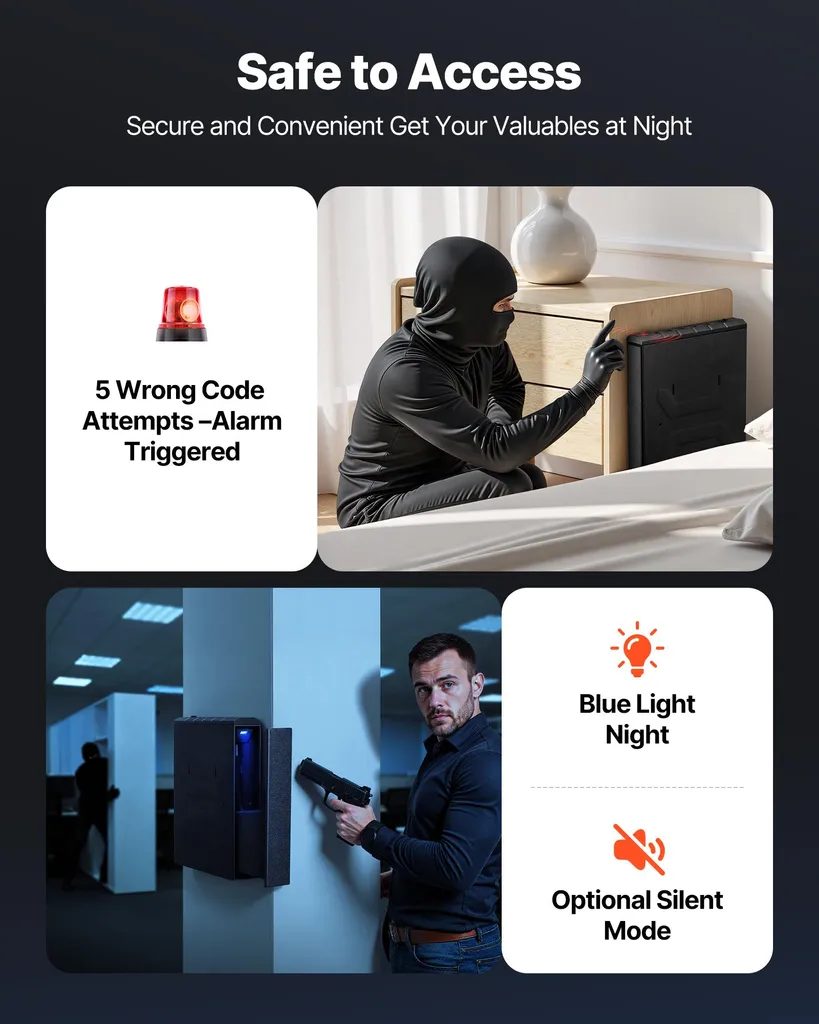 Coffre-fort pistolet avec éclairage LED et ouverture à code électronique - 4