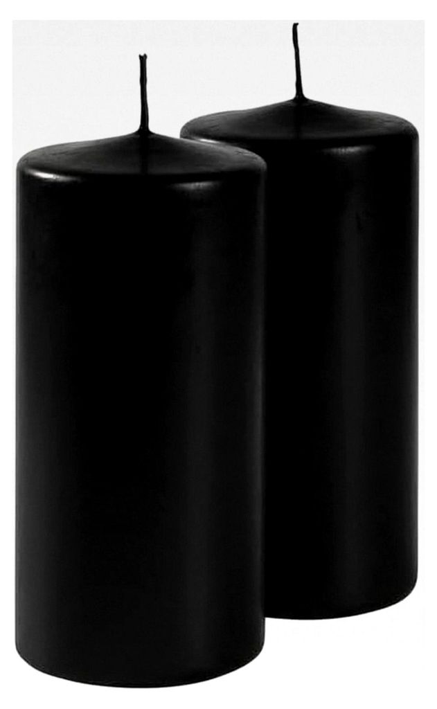 Stumpenkerzen, schwarz, Durchmesser 7 cm, Höhe 15 cm, 4 Stück