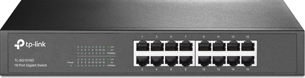 TP-Link TL-SG1016D 16-Port Gigabit Switch für Rackmontage und Plug-and-Play