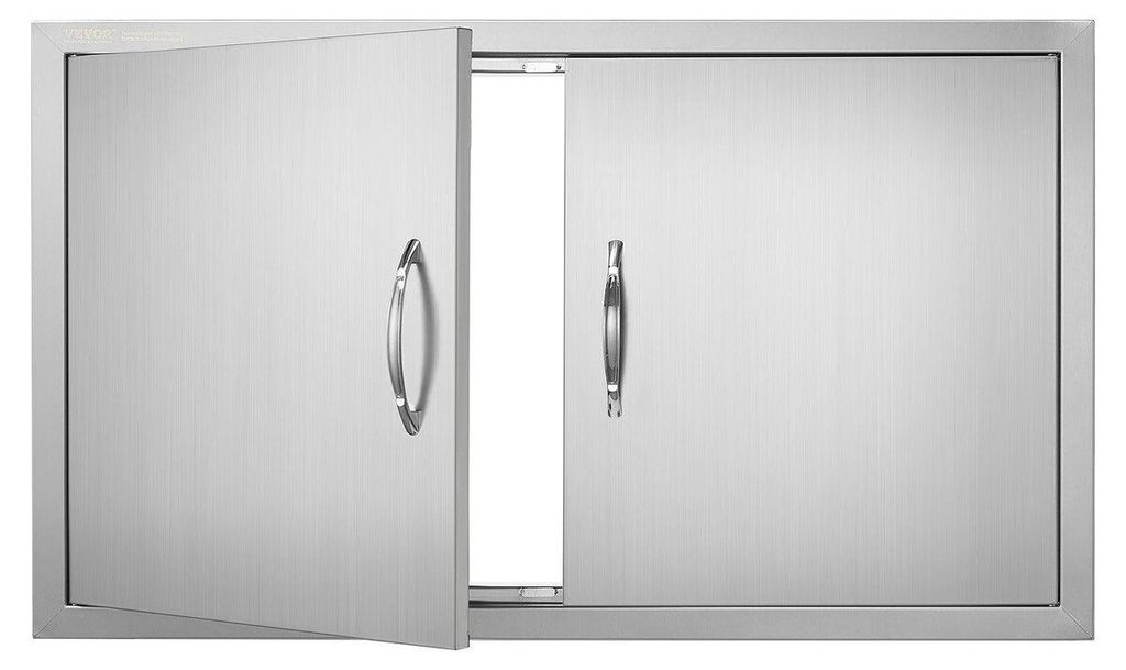 BBQ Access Door, 915x533 mm Double Outdoor Kitchen Door, Stainless Steel Flush Mount Door, Wall Vertical Door with Handles, for BBQ Island, Grillin...