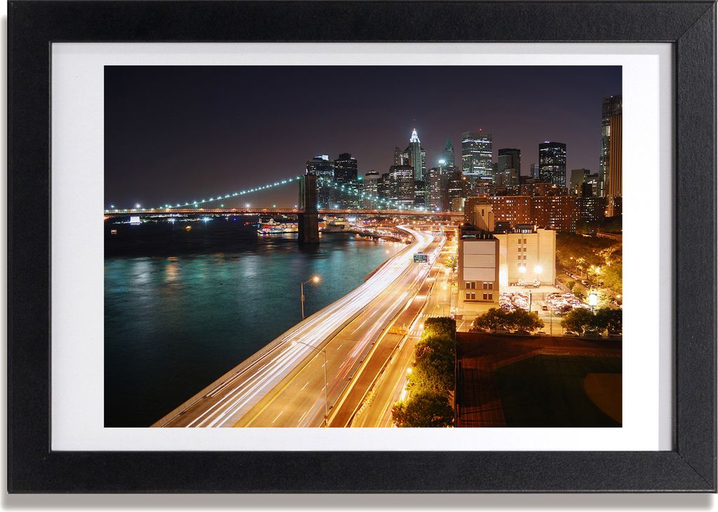 Bild 30x20 MDF-Rahmen, Wandkunst New York bei Nacht Produktbild 