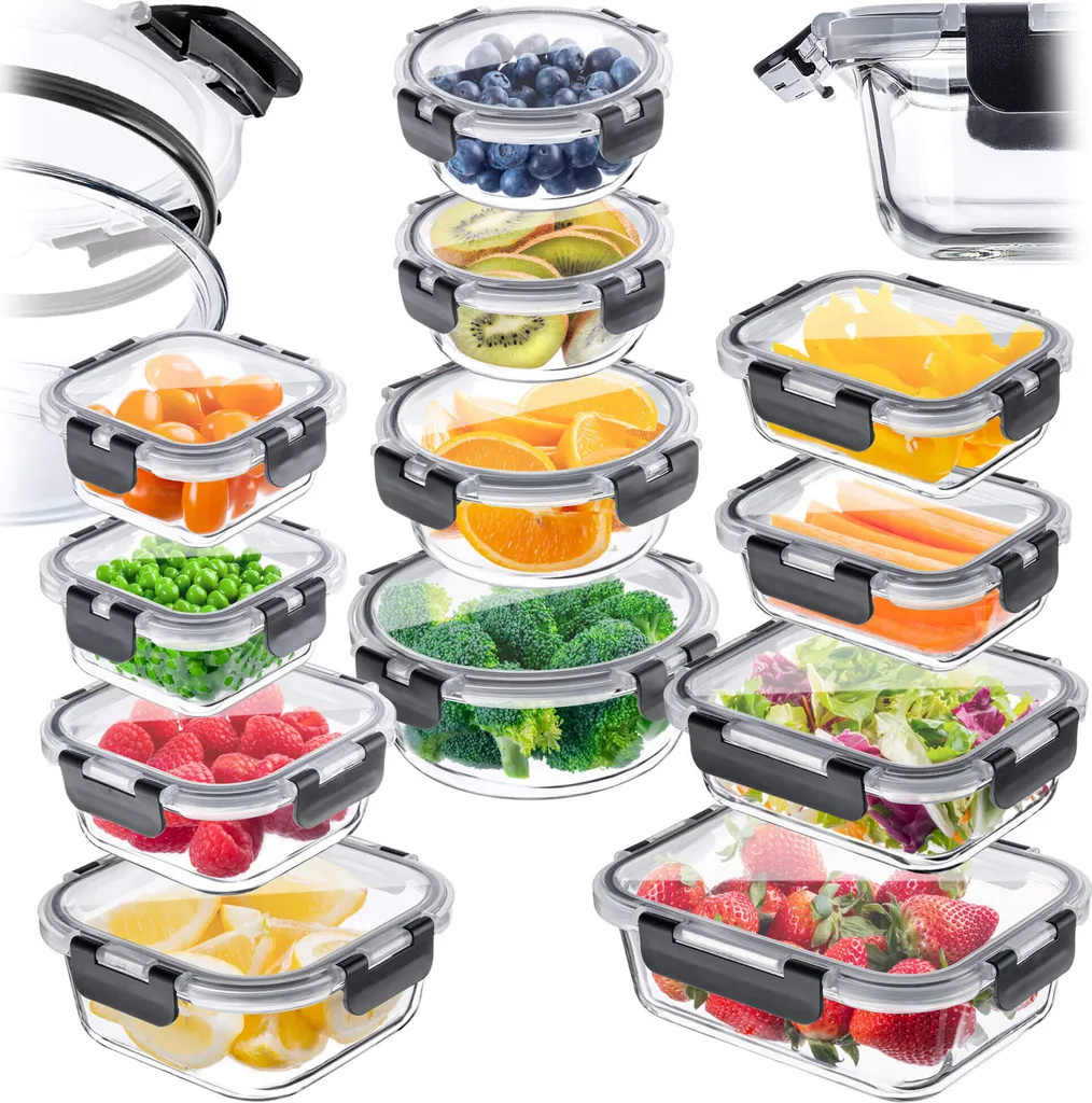 KADAX Set 12 Contenitori Professionali Vetro Borosilicato