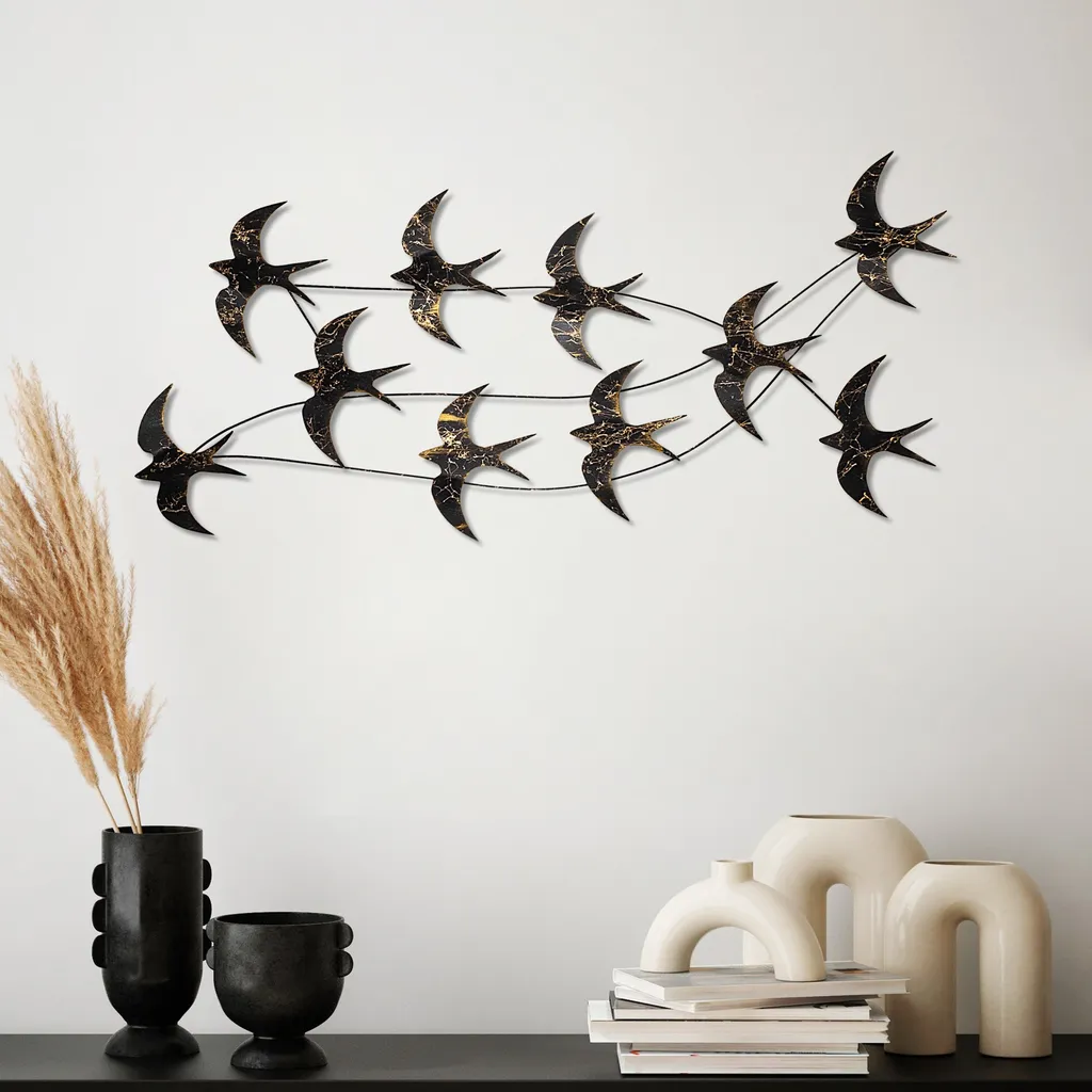 Wallity Flock of Swallows 3 Décoration Murale Métal Multicolore 45x104 cm