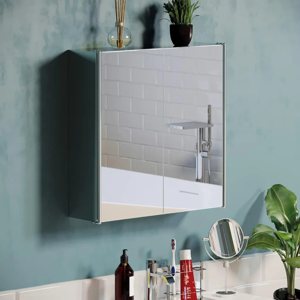 Armoire de toilette miroir double RVS contre le désordre de salle de bain