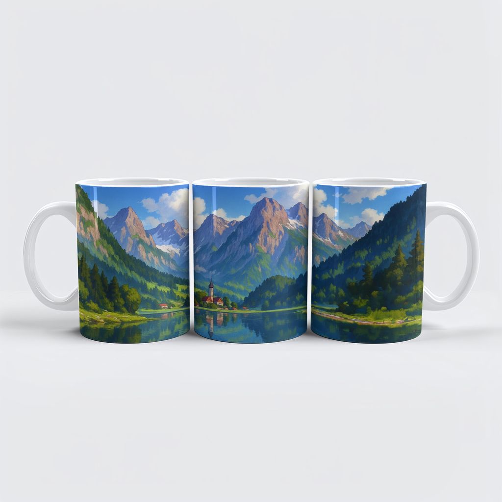 raxxa Premium-Tasse "See in den Alpen im Anime Stil"
