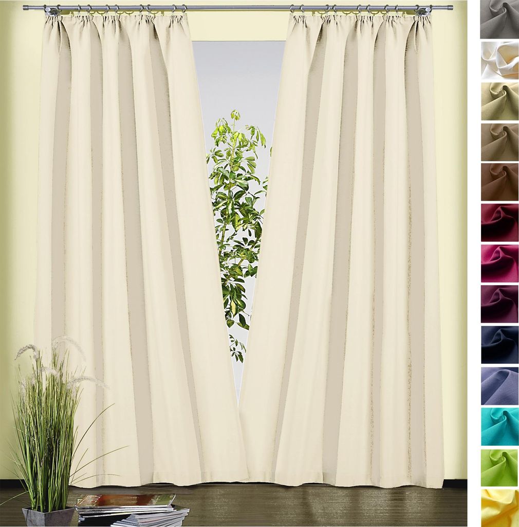heimtexland Dekoschal Baumwolle Uni Gardine Kräuselband Schlaufen Vorhang Blickdicht Natur Typ625 Bandschal HxB 150x135 cm Natur