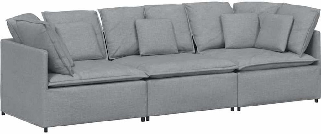 Modulares Sofa mit Kissen Stoff Hellgrau