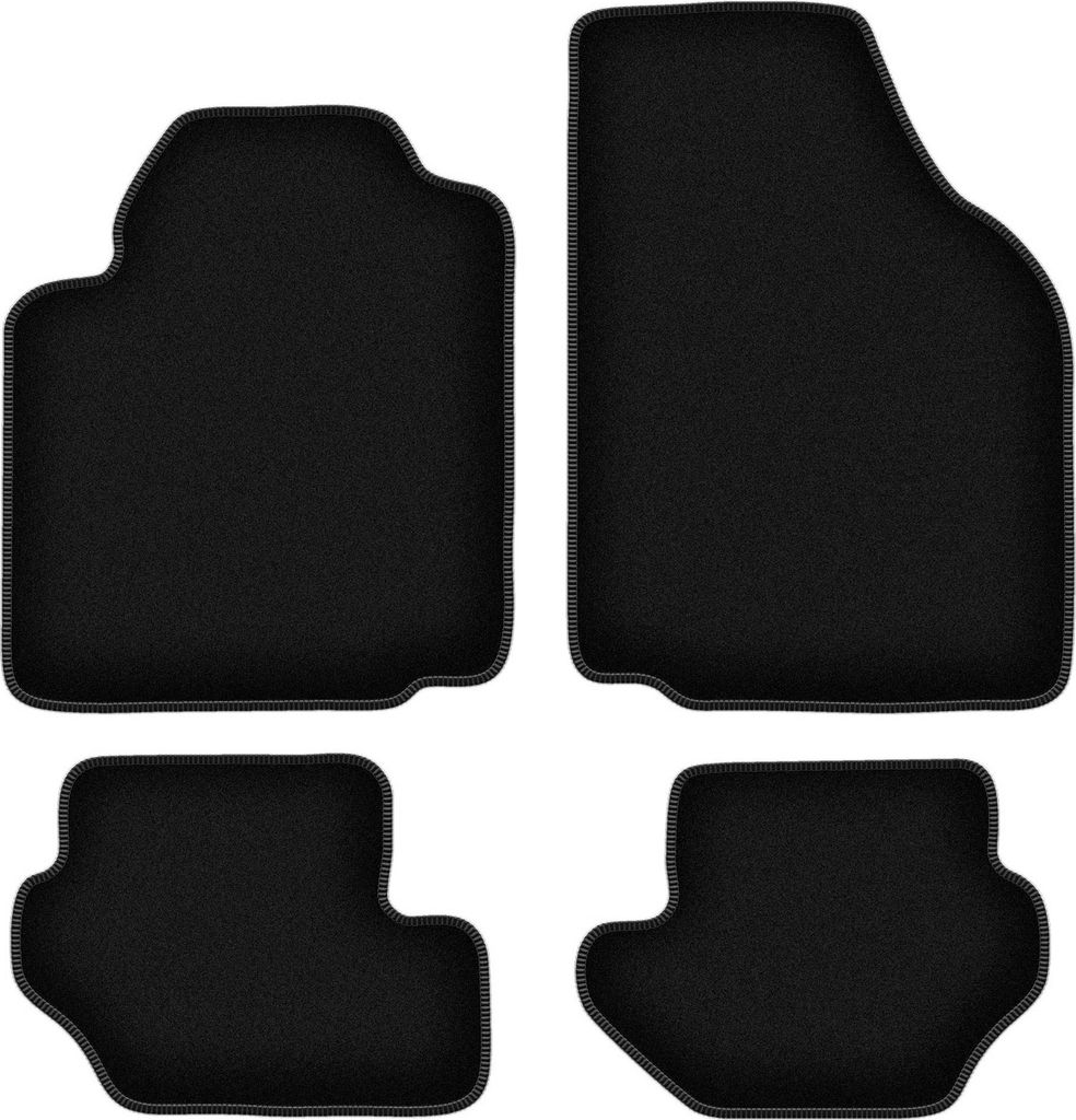 Wielganizator Velours-Autoteppiche – passend für Ford Fiesta MK5 (Schrägheck, Bj. 1999-2002) – schwarz, passgenau, mit Befestigungen set 4 Stk.