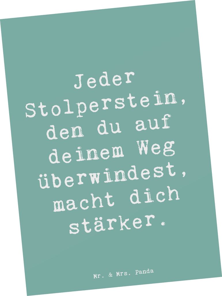 Mr. & Mrs. Panda Grußkarte Spruch Stolpersteine im Alltag meistern - Meeresbrise - Geschenk, Postkarte, Postkarten, Ermutigung, einzelkarte, Durch...