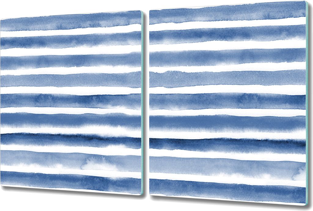 Herd-Abdeckplatte Glas Schneidebrett Ceranfeld-Abdeckung - 2x 40x52 cm - Aquarell Streifen