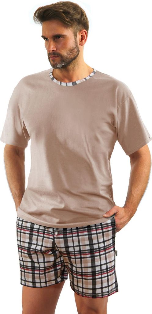 Sesto Senso Herren Schlafanzug Set - Kurze Ärmel und Shorts, 100% Baumwolle, Komfortabel und Atmungsaktiv, Elegantes Design mit Madras-Karomuster,...