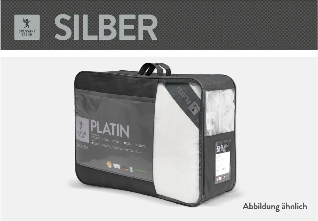 Spessarttraum Daunendecke Silber, Füllung: 100% Daunen, Bezug: 100% Baumwolle Größe 200 x 220 cm Wärmeklasse medium