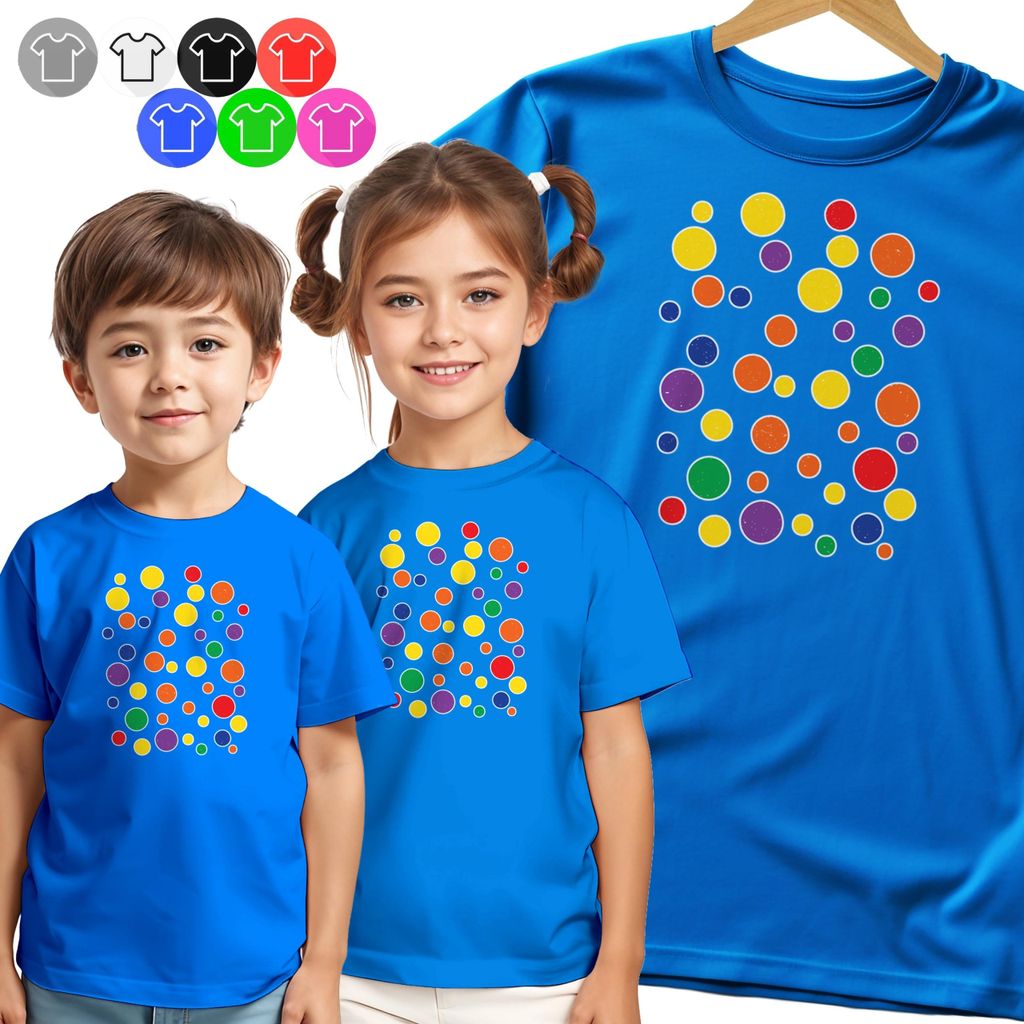 Kinder-T-Shirt - Bunte Punkte Dot Day - 98 Xxs
