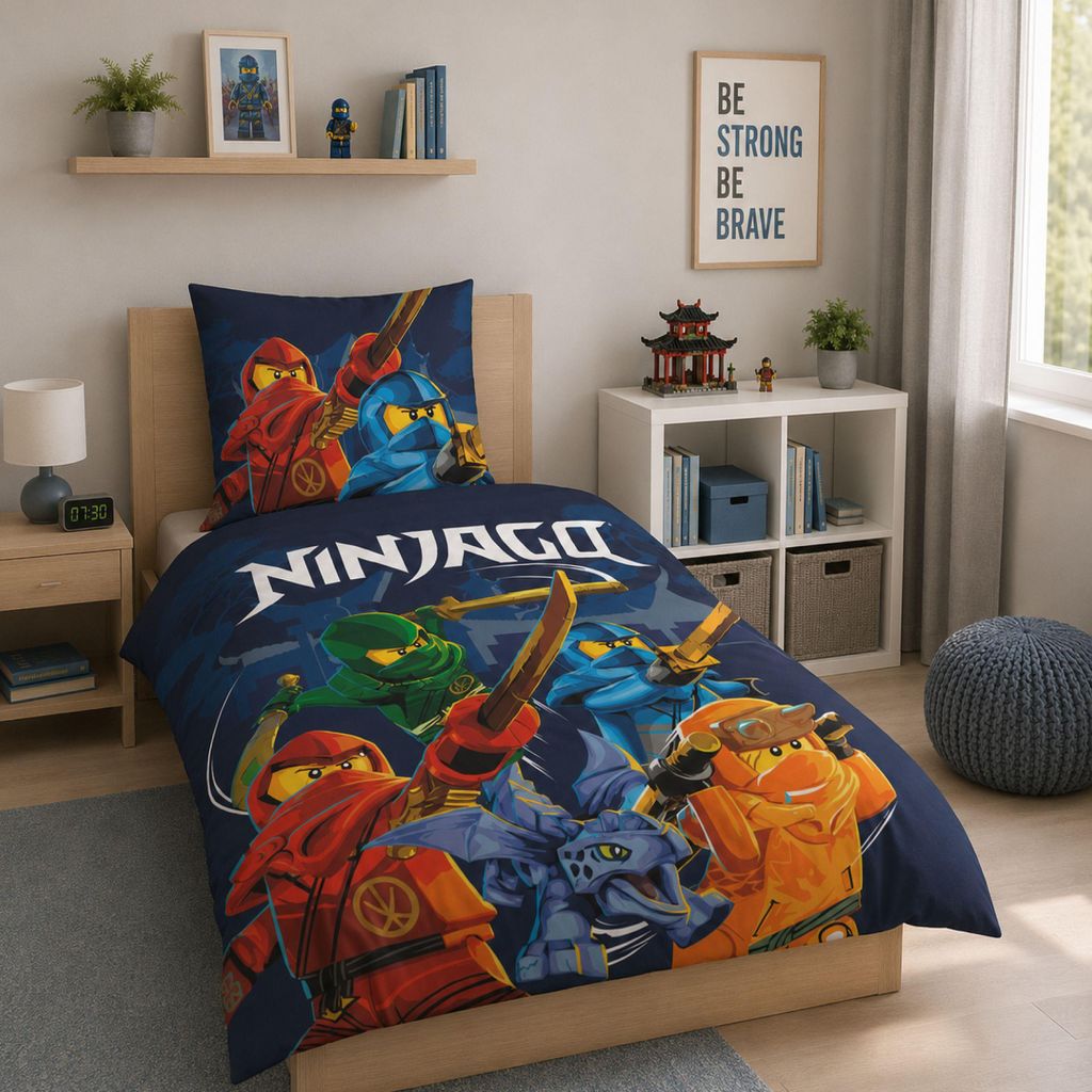 Lego Ninjago Bettwäsche 2-teilig 135x200 80x80 cm aus 100% Produktbild 