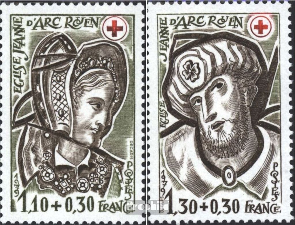 Briefmarken Frankreich 1979 Mi 2183C-2184C (kompl.Ausg.) gezähnt 12 1/2 : 13 postfrisch Rotes Kreuz