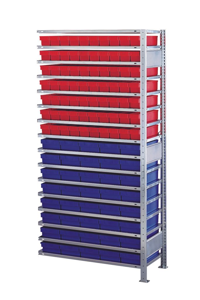 Steck.AR.2000x1000x400 mm, verz. - Typ 150 kg, 16 Böden, 110 Kästen