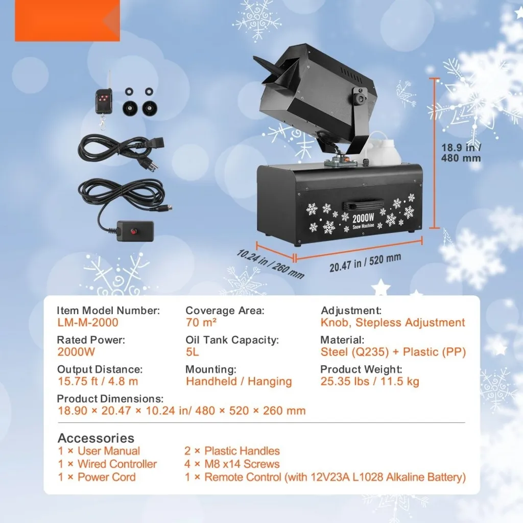 Machine à neige 2000W performante avec télécommande sans fil - Pro-FX