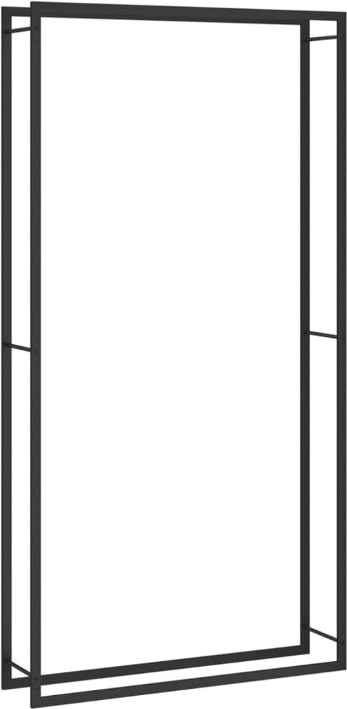 Brennholzregal Mattschwarz 110x28x214 cm Stahl Produktbild 