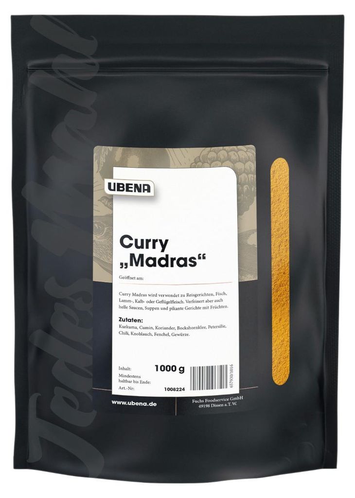 Ubena Curry Madras mit authentischem Geschmack Zipbeutel Produktbild 
