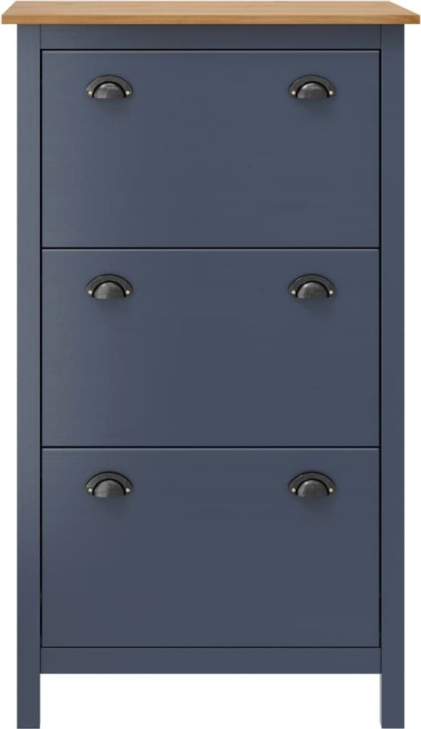 vidaXL Szafka na buty Hill Grey 72x35x124 cm lite drewno Zdjęcie produktu 