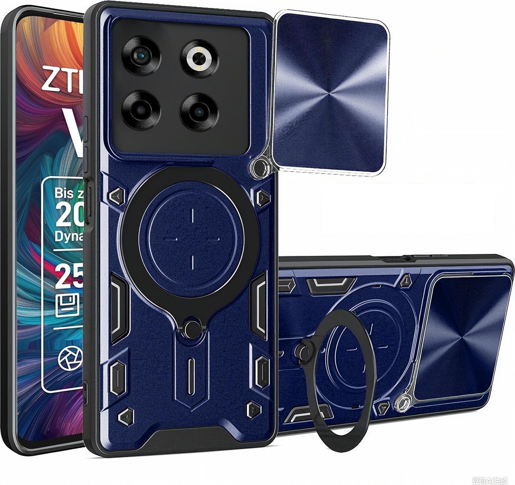 Outdoor Panzer Hülle für ZTE Blade V70 Handyhülle mit Slide Kameraschutz Ringhalter Bumper in Blau