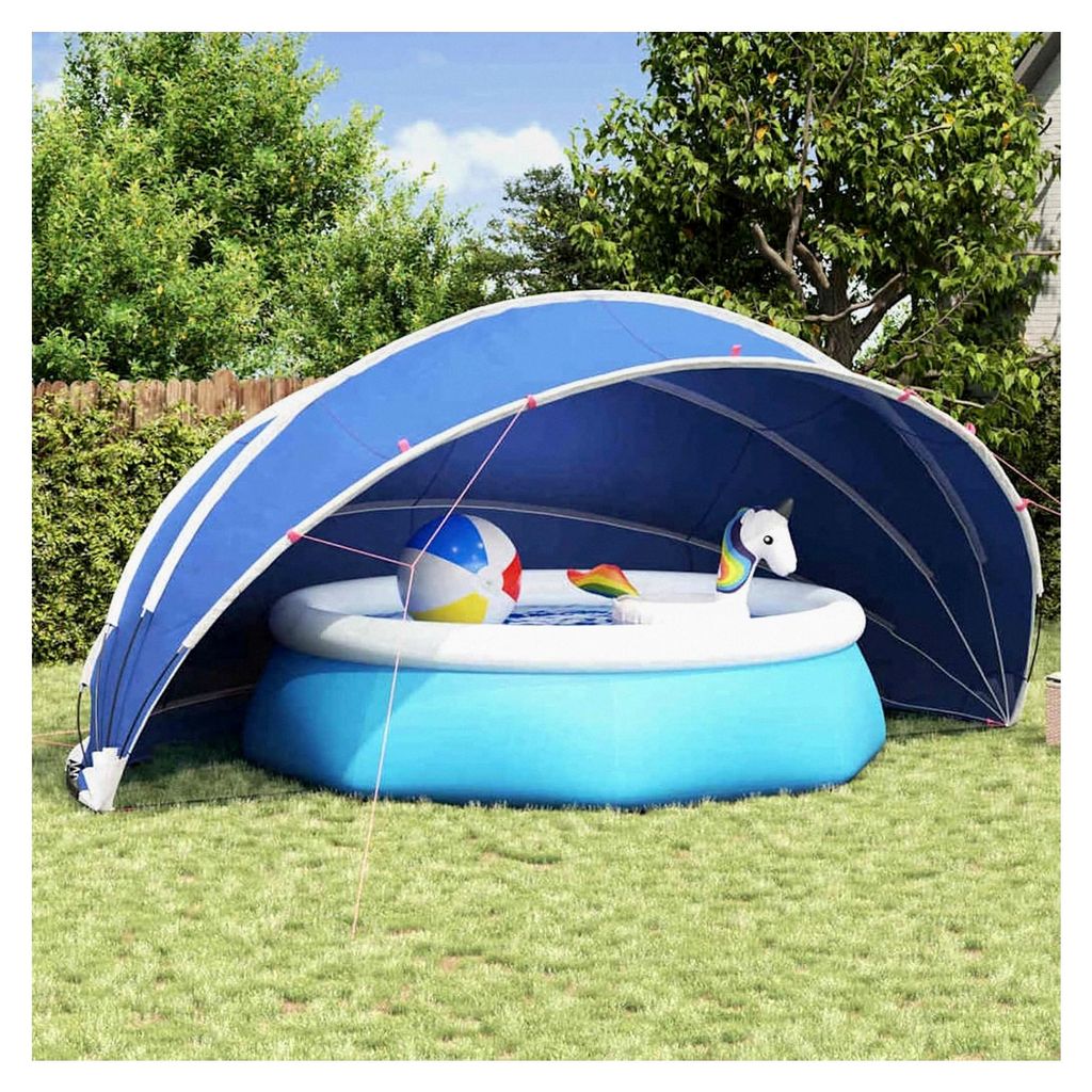 Faltbarer Pool-Dome Blau UV-beständig mit Tragetasche für Garten, Camping und Terrassen, Schutz vor Sonne, Wind und Wetter 546 x 516 x 250 cm