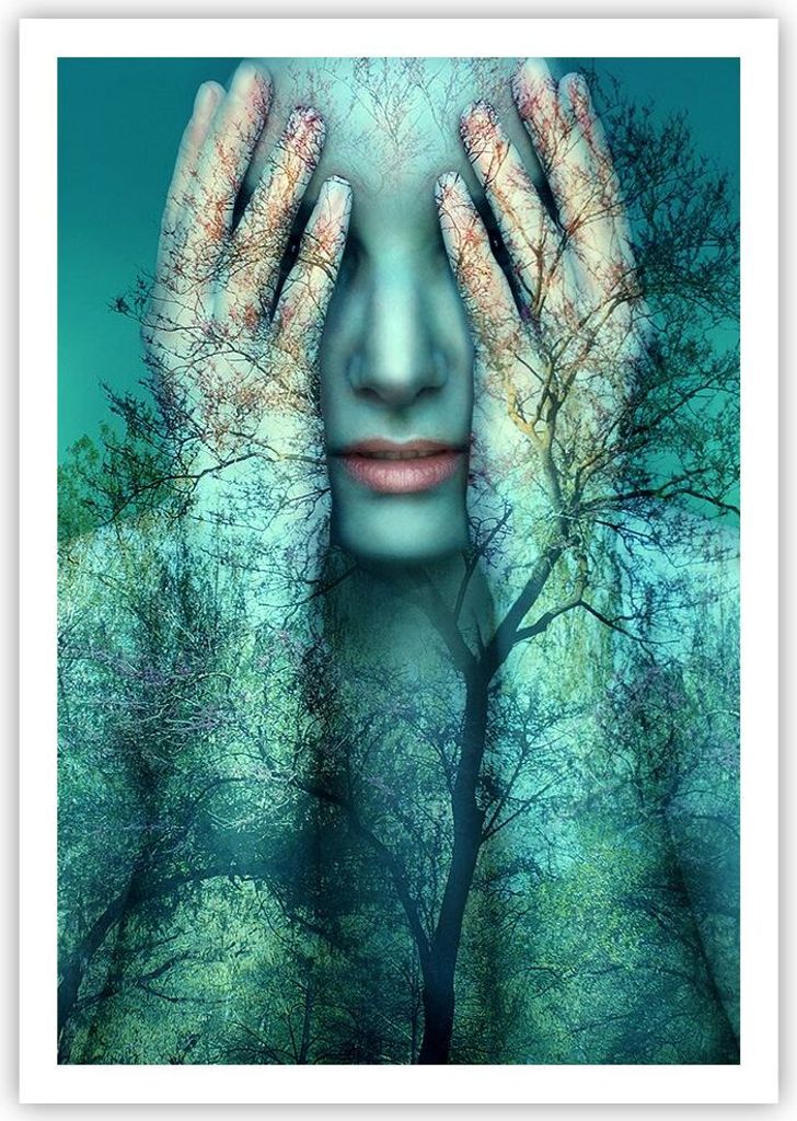 Poster - Poster ohne Rahmen - Frau Natur Grafik - 70x100 cm - Wand Bild - Wanddeko - Wandbilder - Kunstposter - Wandposter - Bilder - Kunstdruck - ...