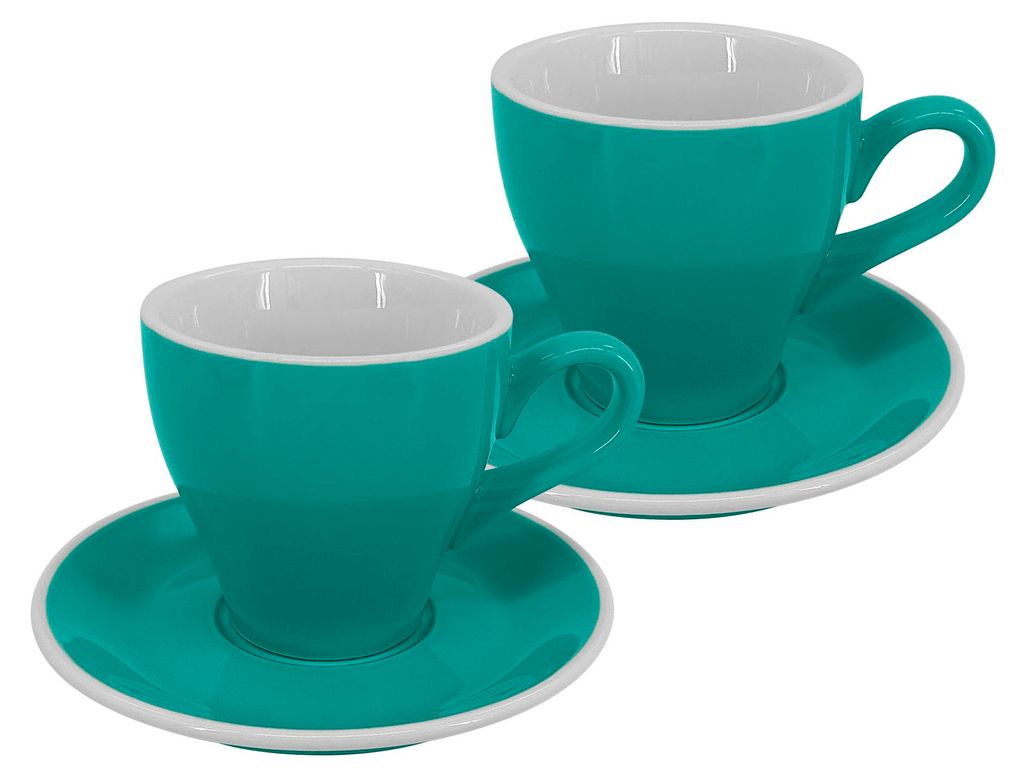 2er Set - Latte Tasse und Untertasse Milano, 220 ml, türkis Produktbild 