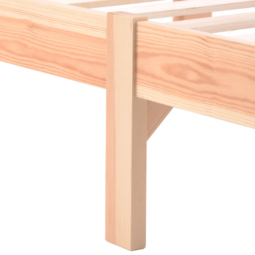 Lit en bois massif 90x200 cm avec sommier à lattes, modèle naturel - 6