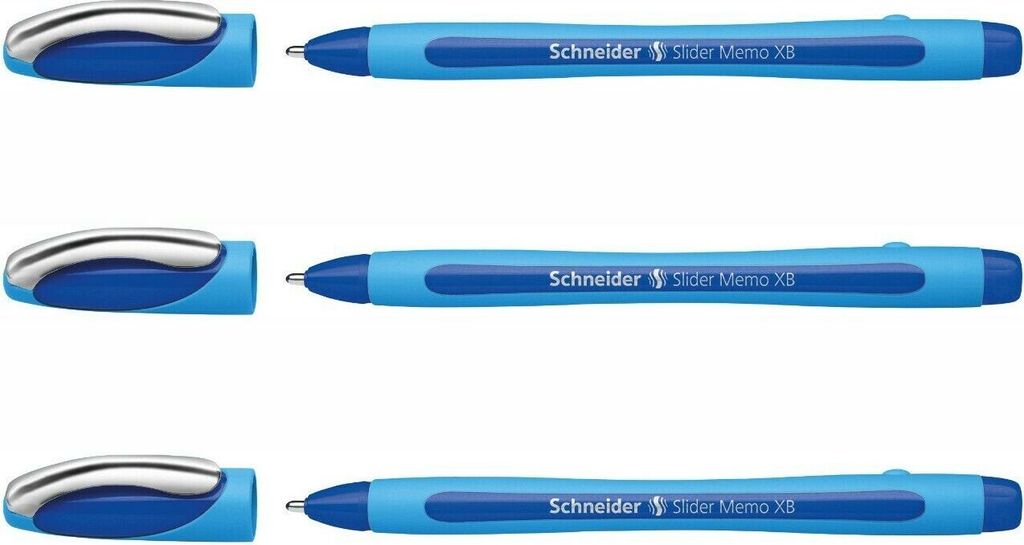 Kugelschreiber Schneider Slider Memo XB - 3er-Set Blau Produktbild 