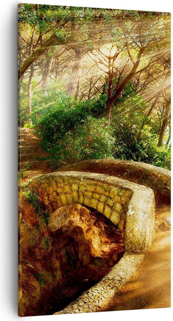 Bild auf Leinwand - Leinwandbild - Pfad Steinbrücke Wald Produktbild 