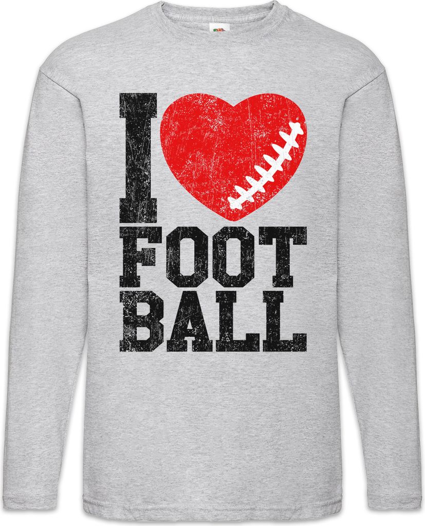 Urban Backwoods I Love Football II, Langarm T-Shirt, Farbe: Hellgrau, Größe: 4XL